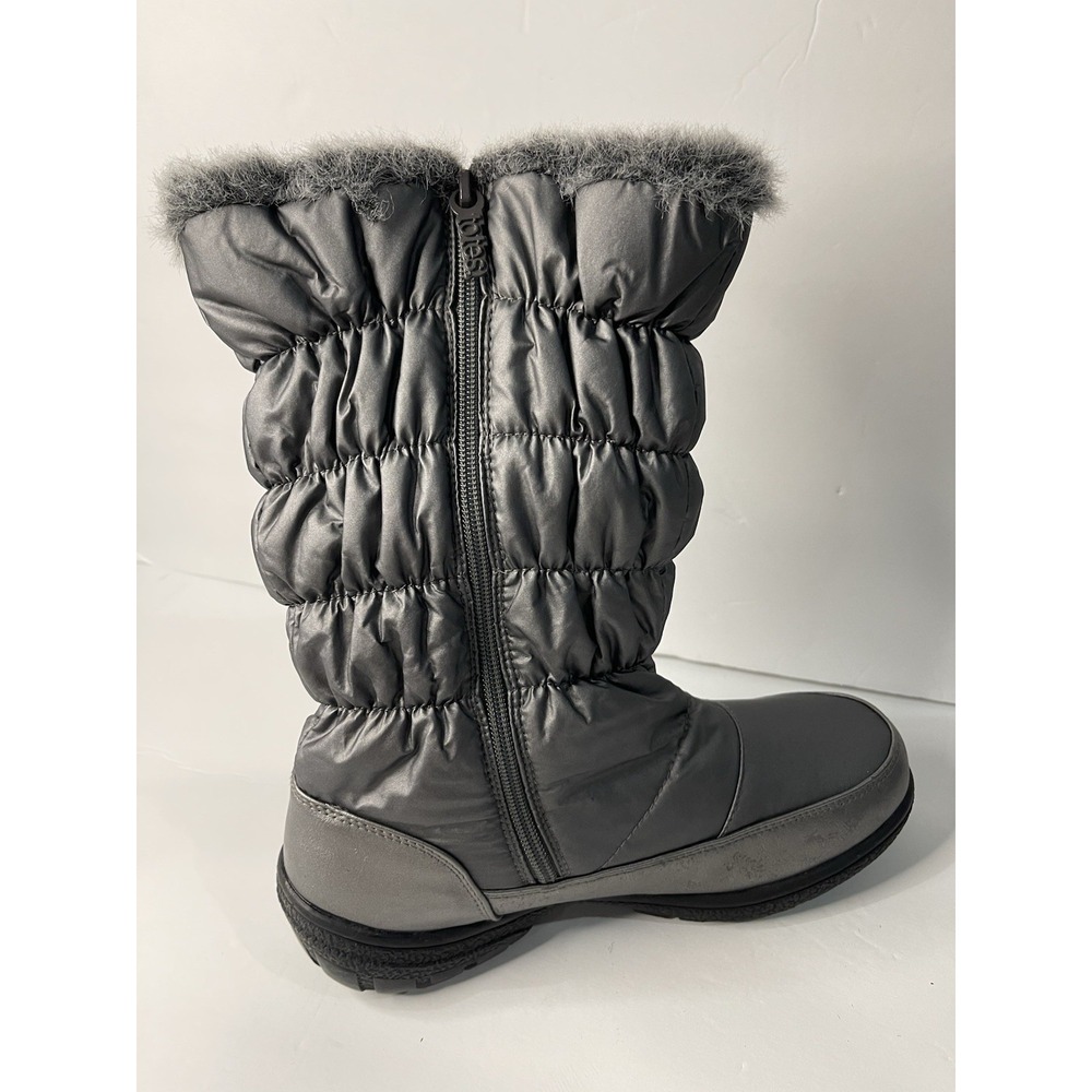 Totes bryce buckle side zip faux fur lined gray snow boot‎ waterproof 9M